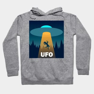 UFO illustration abduction science fiction Hoodie